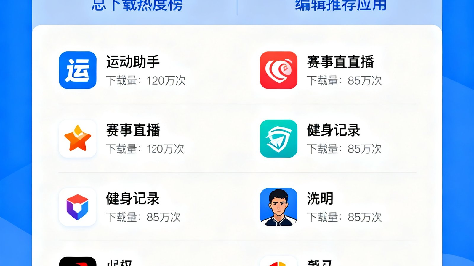 满冠体育App排行榜展示总下载热度榜及编辑推荐应用
